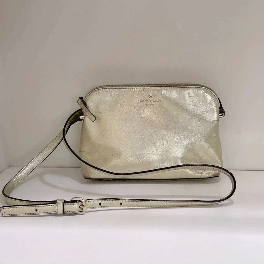 Kate Spade New York Crossbody Bag Gold & Metallic Leather